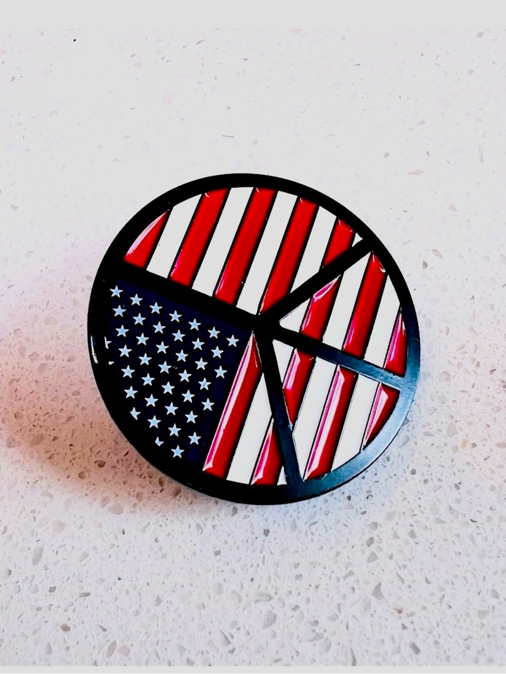 Woodstock USA Flag Peace Sign Enamel Pin Bethel Woods NWT Americana Brooch - Picture 9 of 16